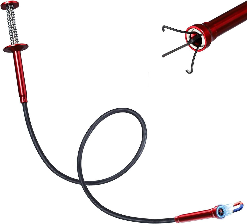 Grabber Reacher Tool, Flexible Magnetic Pickup Tool with 4-Claw Gripper & Spring-Loaded Handle, Pickup for Bathroom, Engine Bay, Kitchen & Sewers (24 inch) (Magnetic Pickup Tool)
