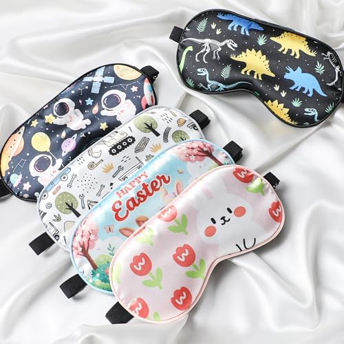 Construction Excavator Sleeping Eye Mask - Cool Eyes Mask with Adjustable Strap, Soft Lightweight Cartoon Cute Silk Eye Cover for Night Sleep Travel Airplane Home Sleepover Party Gift Supplies