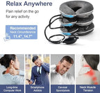 Neck Stretcher for Pain Relief, Adjustable Inflatable Cervical Traction Device, Neck Brace for Home Use, Supports Neck Decompression & Spine Alignment，Gifts for Women (Sky Grey)