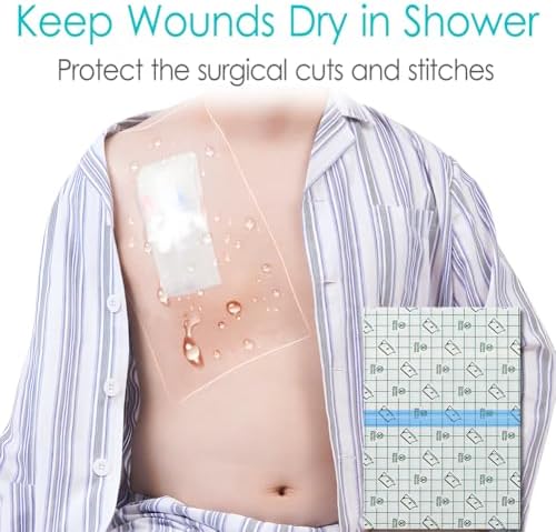 Waterproof Dialysis Catheter Shower Cover Large Coverage Shields for Peritoneal Dialysis Port Accessories PD Chest Catheter Central PICC Line Feeding Tube 10"x12"(Pack of 25)