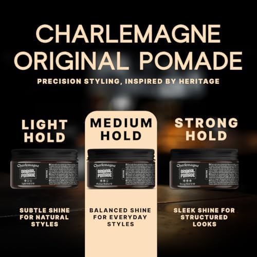 Charlemagne Water-Based Hair Pomade - 3.38 Fl Oz, Pack of 1, Light Hold, Cherry-Oud - Easy Washout with Light Hold Pomade - Barber-Quality Styling Cream - Shape & Set With Hair Clay