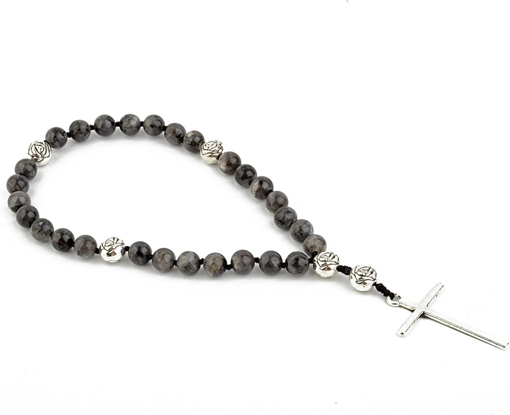 KIKILA Handmade 8mm Anglican Prayer Beads Rosary Natural Stone Beads with Cross Custom Rosary