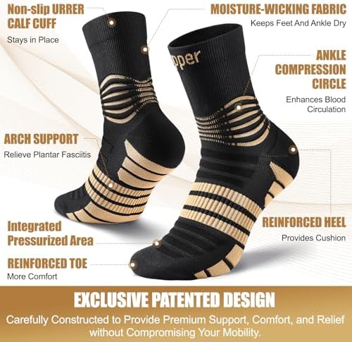 NEENCA Professional Copper Compression Socks, Medical Ankle Support Socks for Injuries Recovery & Pain Relief, Women & Men Circulation, Swelling, Runner, Travel, Pregnancy, Flying—1 Pair, 20-30 mmHg