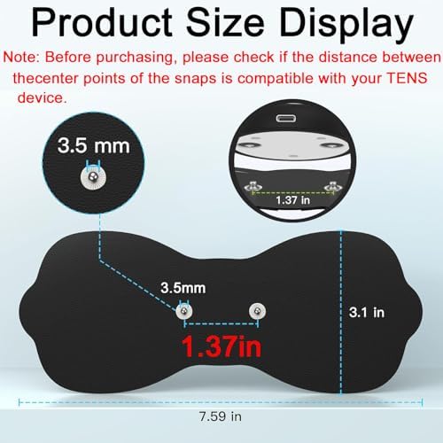 Tens Unit Wireless Electrode Pads, Replacement Electrode Pads with Standard 3.5mm Snap-on Connectors(4PCS/Set)(Black)