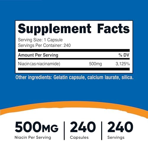 Nutricost Niacinamide (Vitamin B3) 500mg, 240 Capsules - Non-GMO, Gluten Free, Flush Free Vitamin B3