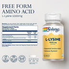SOLARAY L Lysine - Free-Form Essential Amino Acid - Immune Support Supplement with 1000mg L-Lysine, 1000mg Vitamin C and 25mg Chelated Zinc - Lab Verified, 60-Day Guarantee, 30 Servings, 90 Tablets