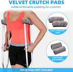 4 Pcs Crutches Padding, Grey Crutch Pads for Armpits and Hand Grips, Comfortable Crutches Accessories , Universal Crutch Pads for Armpits, Washable Pads for Crutches Underarm (2 Armpit+2 Hand Cushion)