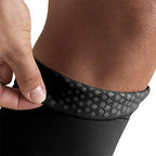 Truform 30-40 mmHg Compression Stockings for Men and Women, Thigh High Length, Dot-Top, Open Toe, Black, Medium