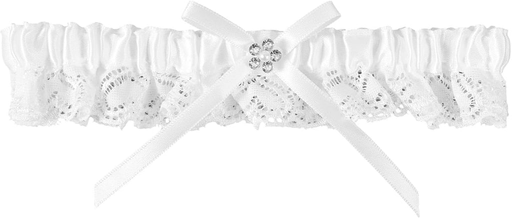 Wedding Garter for Bride, White Lace Bridal Garter with Bow Stretch Leg Strap Elegant Wedding Accessories Prom Anniversaries