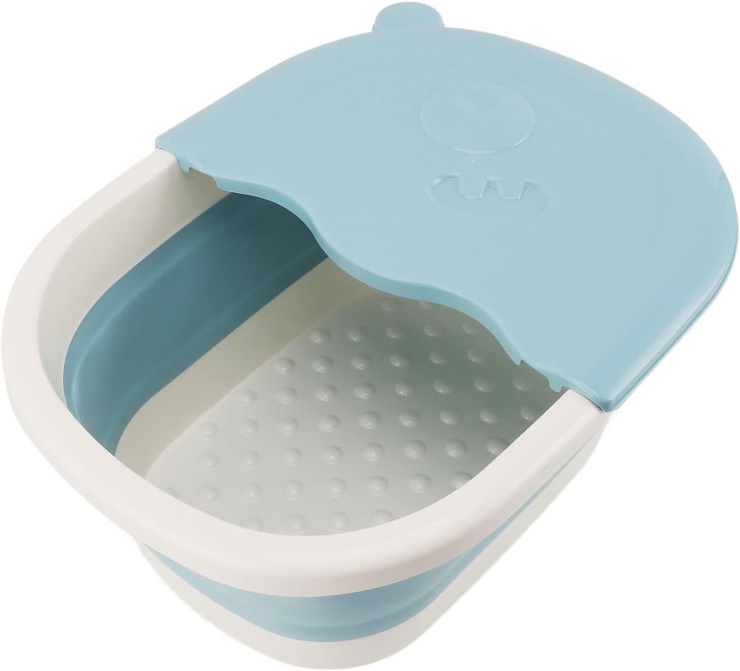 Asixxsix Foot Soaking Tub, Foldable Design with Massage Acupoints Collapsible Foot Bath, Portable Bath Basin with Massage Bumps for Travel Home Kids Dry Cracked Feet Pedicure (Blue)