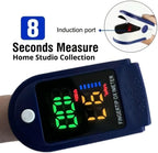 Finger Pulse Oximeter Larger Display Blood Oxygen Monitor with Batteries and Lanyard Included Fingertip Pulse Oximeter Color: Navy Blue