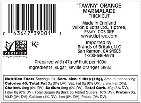 Tiptree Tawny Orange Marmalade, 12 Ounce Jars (Pack of 6)