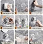 Soap Dish Holder Suction Cup, Wall Mounted Self Draining Soap Case & Sponge Rack, No Drilling Suction Bar Soap Holder for Bathroom, Kitchen Sink