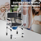 Goplus 4 in 1 Shower Commode Wheelchair, 330lbs Bedside Commode Chair for Toilet with Arms, Portable Rolling Shower Chair with Wheels for Elderly Disabled Handicap Adults Bariatric