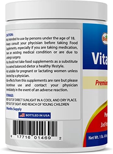 Best Naturals 100% Pure Vitamin C Powder Non-GMO 1 lb (454 Grams) Powder (Also Called Ascorbic Acid) (1 LB (Pack of 2))