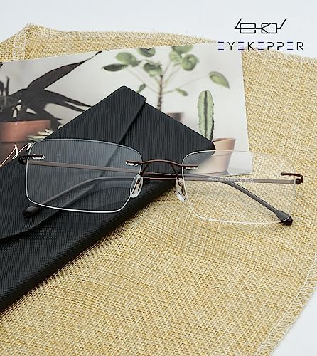 Eyekepper Frameless Reading Glasses for Men Reading - Rectangle Rimless Reading glasses (Brown,2.50)