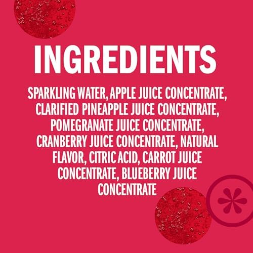 IZZE Sparkling Water Juice Beverage Blend, Pomegranate, No Sugar Added, 8.4 FL OZ, 24 Cans