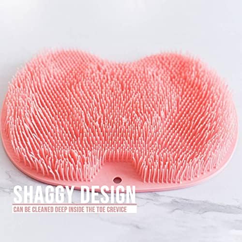 Silicone Shower Foot Scrubber Mat, 2025 New Shower Foot Back Scrubber Massage Pad Back Cleaning Pad, Upgrade Shower Foot Scrubber Mat with Non-Slip Suction Cups Back Bath (Khaki)