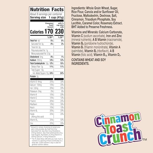 Cinnamon Toast Crunch Breakfast Cereal, Crispy Cinnamon Cereal, 12 oz