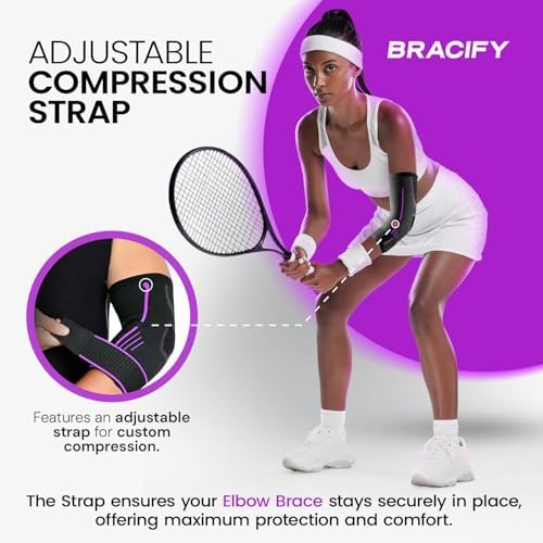 Elbow Brace for Tendonitis and Tennis Elbow for Women & Men, Arm Compression Sleeve for Arthritis, Workouts, Weightlifting, Reduce Joint Pain During Fitness Activity (Large)