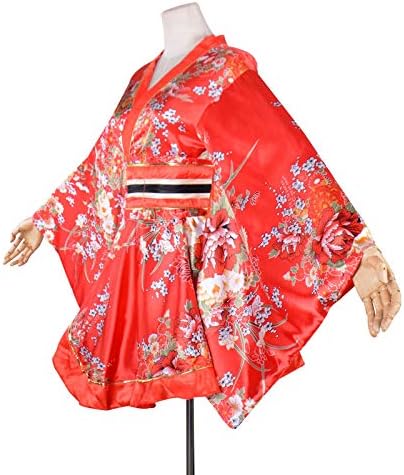 Kimono Costume Adult Japanese Geisha Floral Patten Gown Blossom Bathrobe Sleepwear With Obi Belt