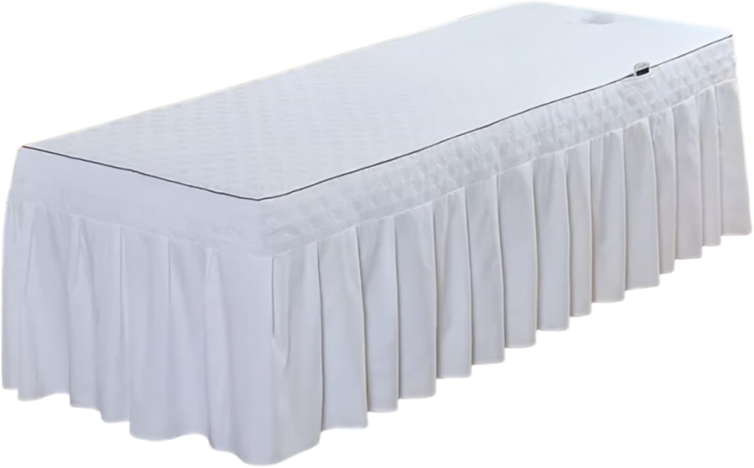 Massage Table Skirt with Hole,Quilted Pattern Massage Table Cover,Thickened Massage Linens, Massage Fitted Sheet, Massage Face Rest Cover with Hole, Sutiable for Beauty 75"x31.5" (White)