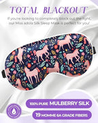 Miss Adola Sleep Mask for Kids - Cute Kawaii Cartoon Silk Sleeping Mask with Adjustable Strap Soft Smooth Light Eye Mask for Sleeping Silk Kids Eye Cover for Boys Girls Teens, BU PK Flamingos