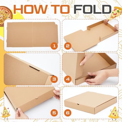 Fullhawl 10 Pcs Pizza Boxes 14 x 14 Inches Corrugated Pizza Box, Grease Resistant Kraft Takeout Containers Packing Boxes for Homemade Cake, Cookies, Food and Crafts(Brown)