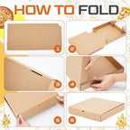 Fullhawl 10 Pcs Pizza Boxes 14 x 14 Inches Corrugated Pizza Box, Grease Resistant Kraft Takeout Containers Packing Boxes for Homemade Cake, Cookies, Food and Crafts(Brown)