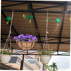 POPETPOP Metal Hanging Planter Basket with Liner for Balcony Flower Pot with Chains Design for Indoor and Outdoor Plants for Orchids and