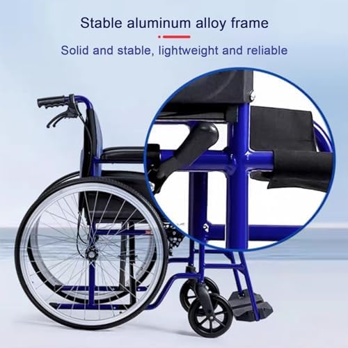 Aluminum Multifunctional Manual Wheelchair,Standard Folding Wheelchair for Adults,Lightweight Transport Wheelchair with Handbrakes,220 lbs Capacity