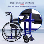 Aluminum Multifunctional Manual Wheelchair,Standard Folding Wheelchair for Adults,Lightweight Transport Wheelchair with Handbrakes,220 lbs Capacity