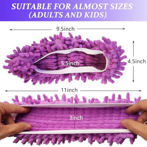 4 Pairs (8 Pieces) Mop Slippers Shoes Cover Dust Duster,Multi Function Reusable Microfiber Dust Mops,Floor Cleaning Shoes for Bathroom,Office,Kitchen,House Polishing Cleaning