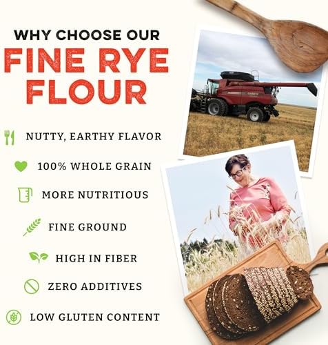 Sunrise Flour Mill Organic Fine Rye Flour | 2 LB | Rye Flour Organic | Whole Grain Bread Flour for Sourdough | No Artificial Ingredients | Non-Aluminum Baking Powder