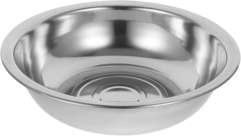 TIDTALEO 1pc Stainless Steel Basin Mixing Bowl Food Serving Bowl Meal Prep Containers Stainless Steel Prep Bowls Vegetable Basin Small Bowls Round Steel Bowl Fruit Meals Non-, 32X32CM