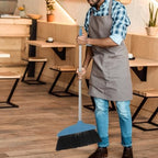 LIFKOME Heavy Duty Lobby Broom with Handle Soft Bristles for Efficient Indoor Cleaning for Homes and Garages Antihair Wrap Design for Easy Maintenance