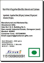 Ghasitaram Gifts Diwali Gifts Red 4 Part of Sugarfree Bites Bits, Almonds and Cashews