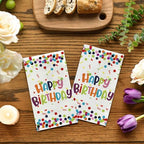 Horaldaily 100 Birthday Disposable Paper Decorative Guest Napkins, Happy Birthday Dots Streamers Hand Towel for Party Lunch Dinner Kitchen Bathroom