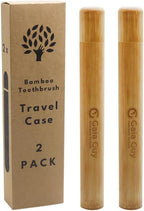 Gaia Guy Bamboo Toothbrush Travel Case 2 Pack - Portable Bamboo Toothbrush Holder Great For Plastic-Free Travel, Camping and Zero Waste Living