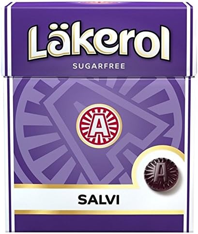 4 Boxes x 25g of Läkerol Salvi - Stevia - Original - Swedish - Sugar Free - Salmiak - Licorice - Pastilles - Lozenges - Drops - Dragees - Candies - Sweets