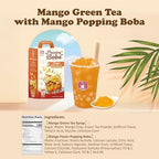 O’s Bubble Peach Green Tea – DIY Boba Kit with 3 Peach Syrup Packs & 3 Mango Popping Boba – Make Fruity Bubble Tea at Home – 3 Servings Included (Mango Green Tea)