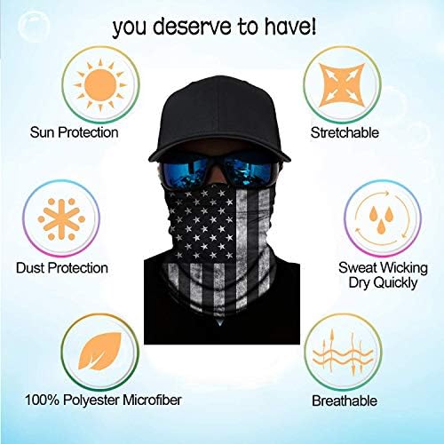 shuang qing 6 Pcs American Flag Outdoor Face Mask- Multifunctional Seamless Microfiber American Flag UV Protection Face Neck Gaiter Shields Headwear