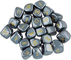 rockcloud Hematite Rune Stones Tumbled Engraved Lettering Crystal Set for Wicca Crystals Healing Chakra Reiki