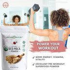 Organic, Raw Peruvian Red Maca Root Powder – Premium USDA Certified, Hormone Balance for Women, Natural Energy, Mood Support, Non-GMO, Vegan Superfood, 16 oz