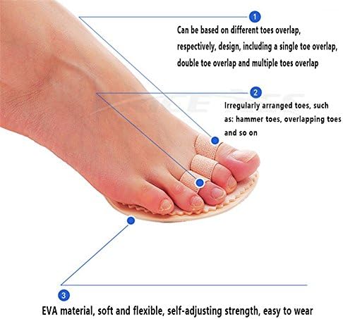 Toe Splint & Straightener, Adjustable Loops Hammer Toe Correctors Brace w/Slip-on Cushion Metatarsal Pads for Claw Curled & Crooked Toes - Support Guard for Pre Post Surgery (3 loops right)