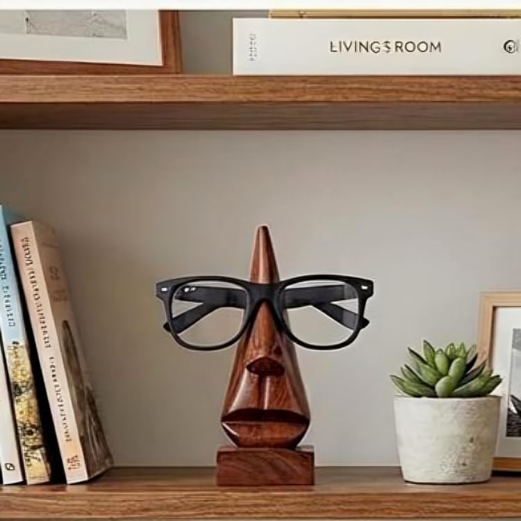 Wooden Nose Shaped Spectacle Specs Eyeglass Holder Stand