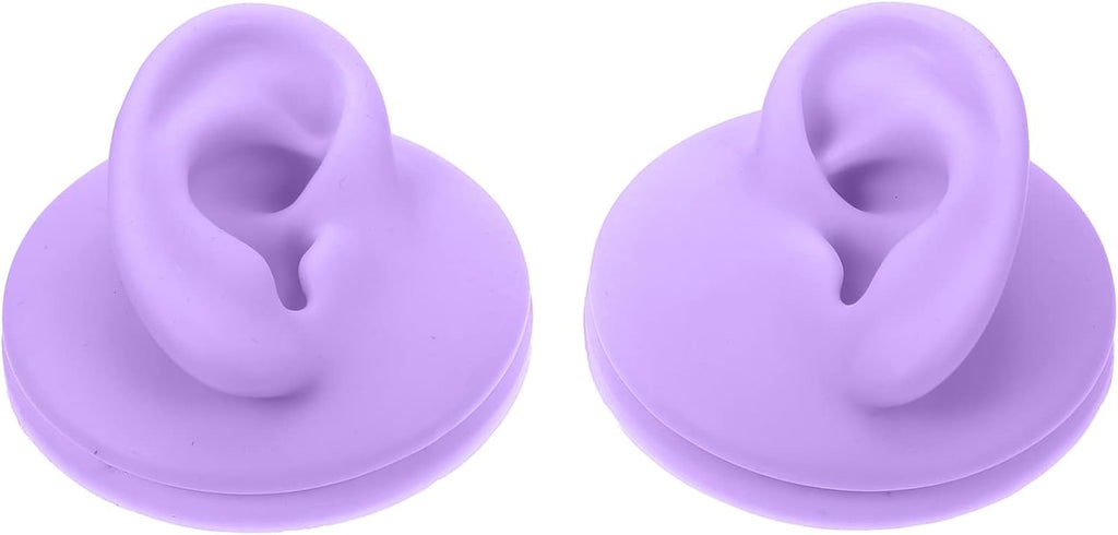 ARTIBETTER 2pcs Silicone Ear Models for Piercing Practice, Jewelry Display, Teaching, Sketching, Simulation Human Ear Models (Purple)