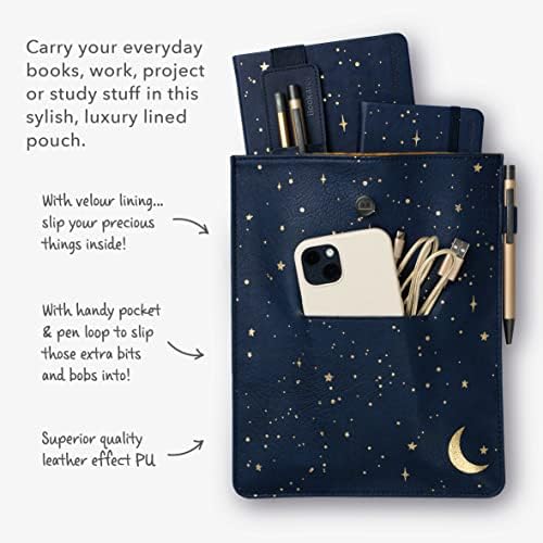 IF Bookaroo Books Stuff Pouch - Moon & Stars, Dark Blue/Gold