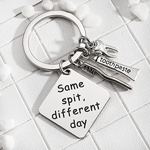 yaozeio Dental Hygenist Gift Dentist Gifts for Women Men Same Spit Different Day Keychain Gifts for Dentists Male Dental Assistant Student Gifts Key Chains