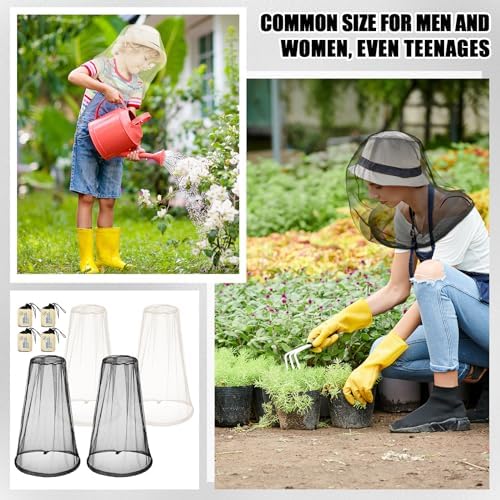 HESTYA 4 Pack Mosquito Bug Net Mesh for Head Mosquito Net Face Fly Netting Hood from Insect Bugs Gnats for Outdoor